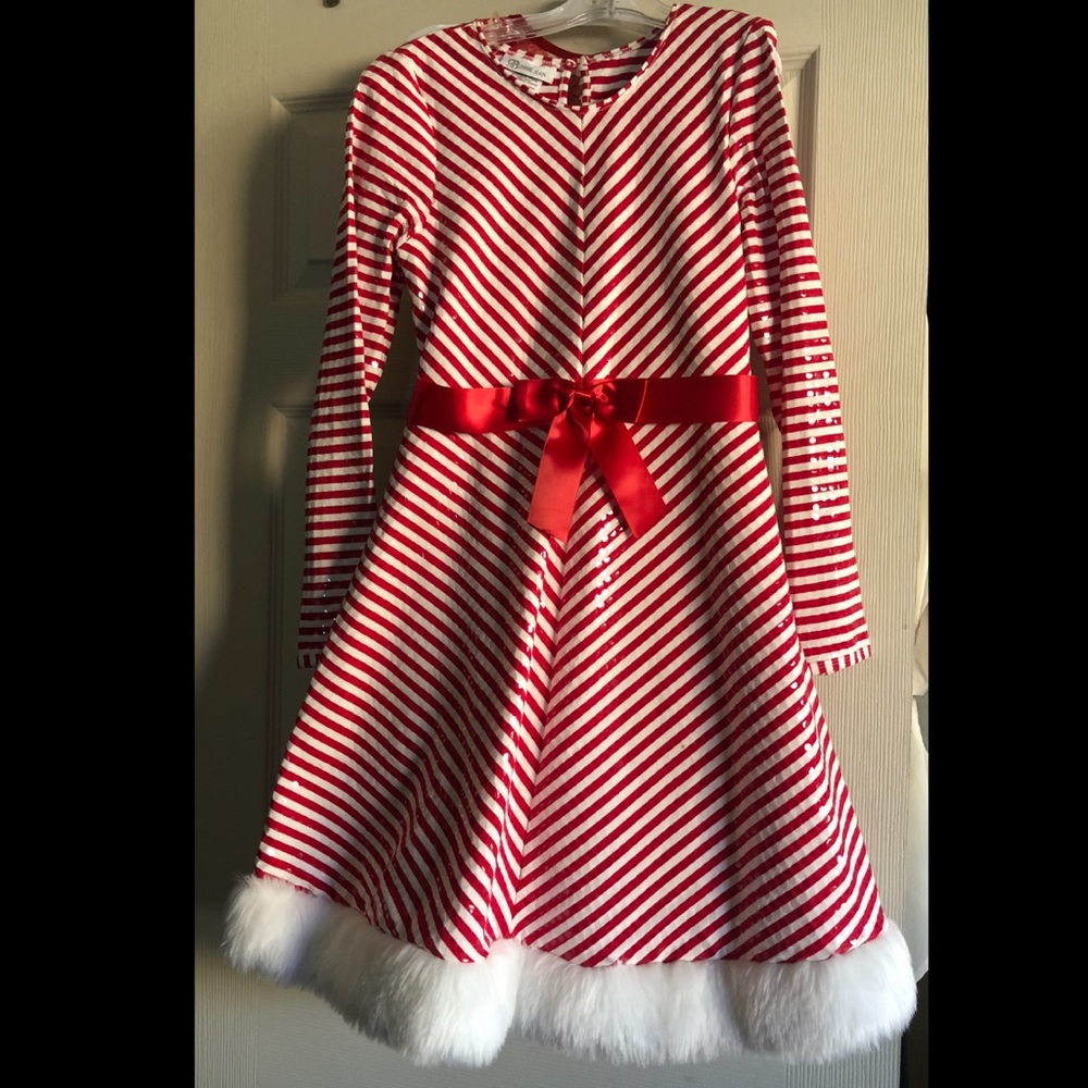 BONNIE JEAN Red and White Sequins Christmas Dress